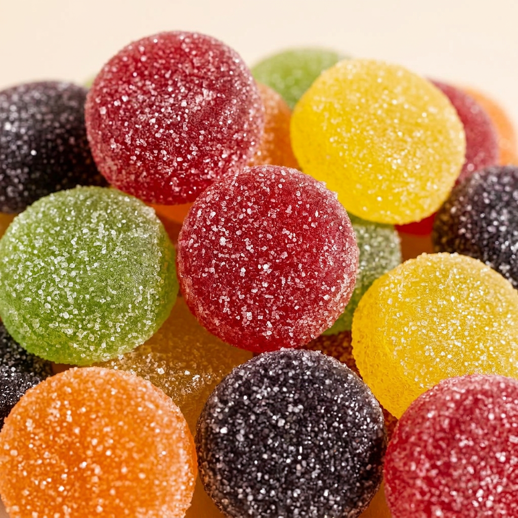 Close-up of colourful sweets for Fruit Pastilles